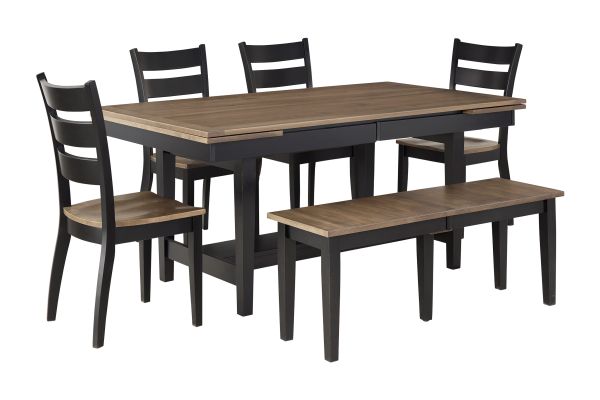 Christopher Extendable Table + 4 Chairs + Bench 