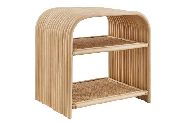 Eve Curved Natural Rattan Side Table by Modway