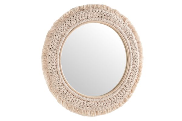 Jade Round Rattan Macrame Wall Mirror by Modway